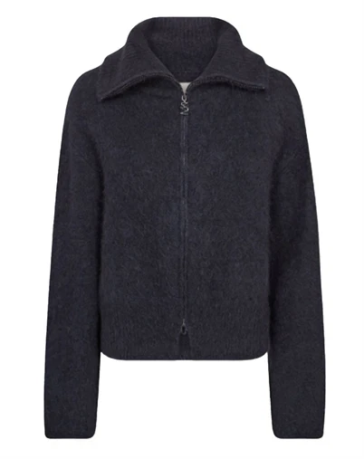 Mos Mosh - MMHulda Strik Zip Cardigan- Salute Navy